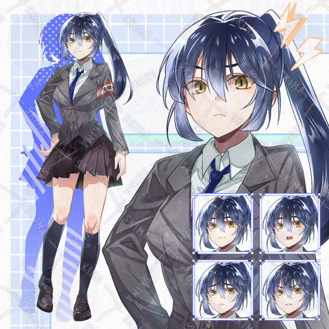 【adopt】生徒会長/ TRPG・配信向け立ち絵 / 表情差分6種