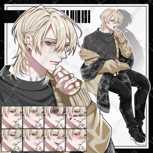 【立ち絵】金髪/男性キャラ【表情10種】