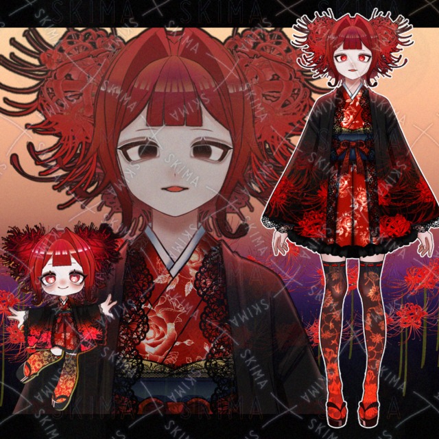【ミニキャラ付き】彼岸花のコ【表情8種】