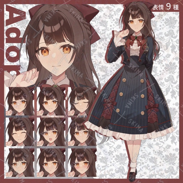 Image of Lolita-Style Elite Girls' School Uniform Digital Set – 9 Expressions