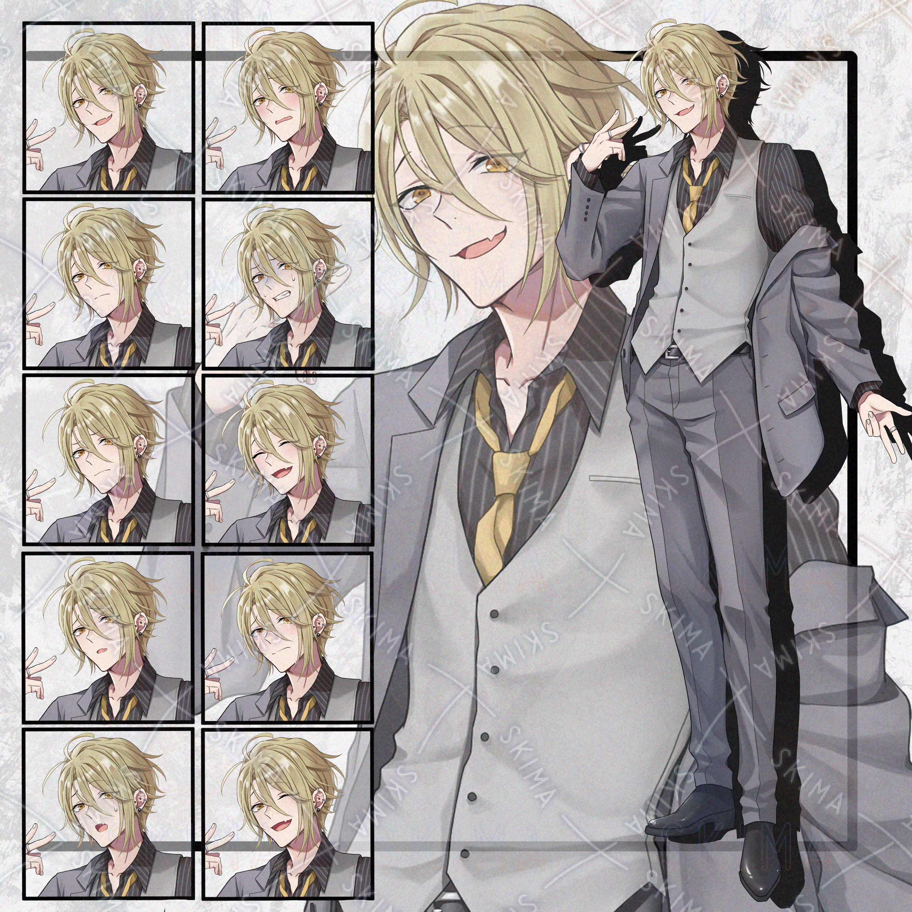 スーツの男性立ち絵 表情10種 | SKIMA（スキマ）