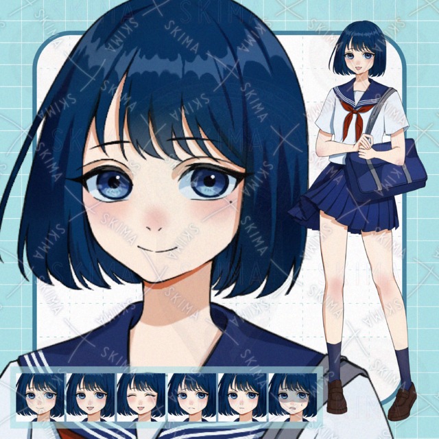 Image of Serious Girl in Summer Sailor Uniform