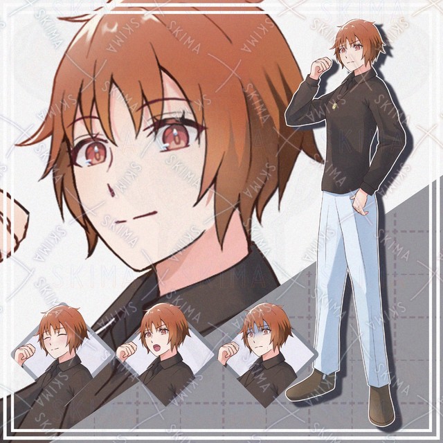 Image of 10 Expressions: Boyish Brown-Haired Girl (Standing Illustration)