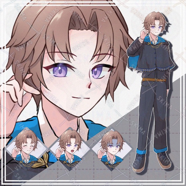 Image of 10 Expressions: Brown-Haired Boy (Standing Illustration)