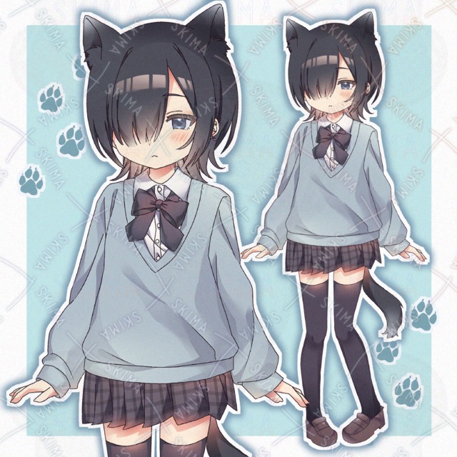 Image of Neutered Character with Animal Ears: 5 Expression Variations
