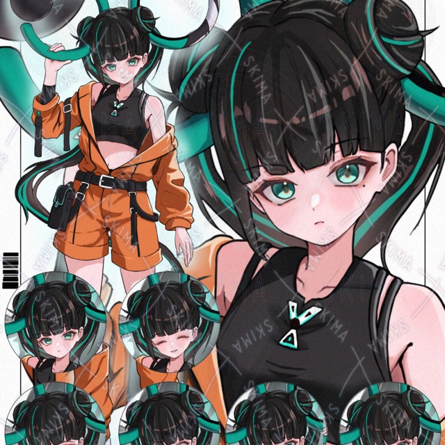 Image of 8 Mechanical Girl Facial Expressions