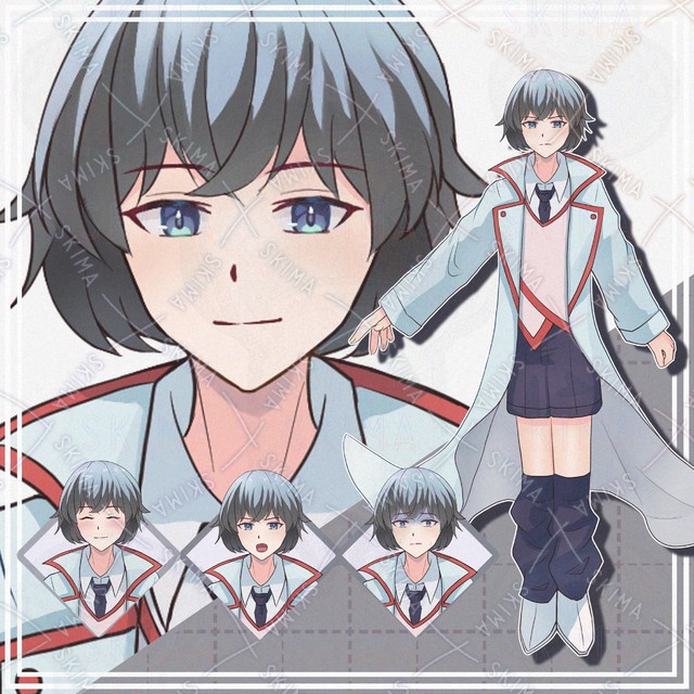 Image of 10 Expressions: Black-Haired Guy in a Coat (Standing Illustration)