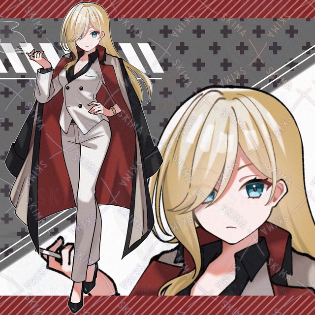 adopt.113タバコを持ったマフィア風の女性【表情全5種】