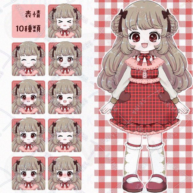 Image of Girl in a Checkered Skirt (10 Expressions)