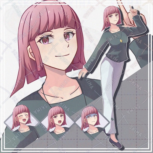 Image of 10 Expressions: Red-Haired Bob Cut Woman (Standing Illustration)