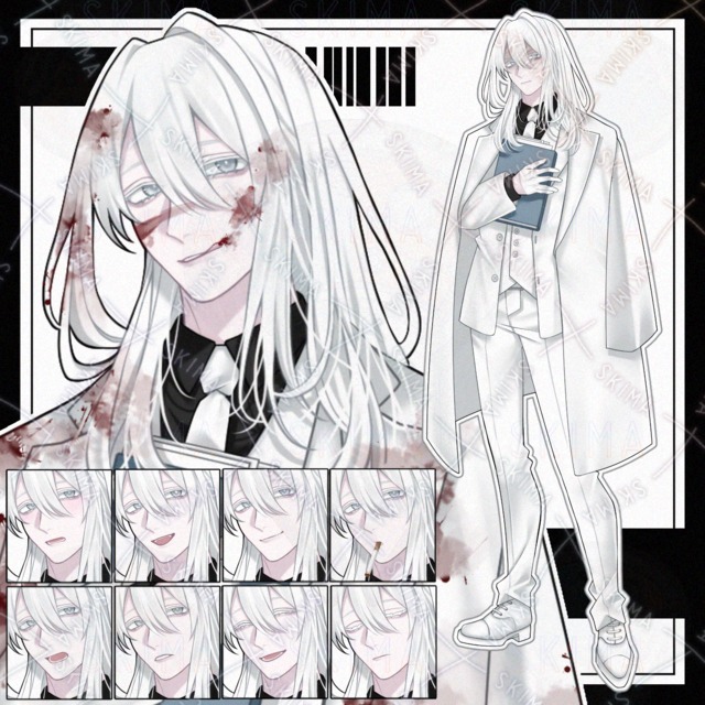 【立ち絵】白髪/白スーツ【表情10種】