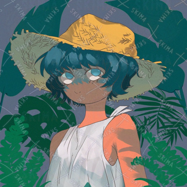 熱帯夜　女の子　植物　夏
