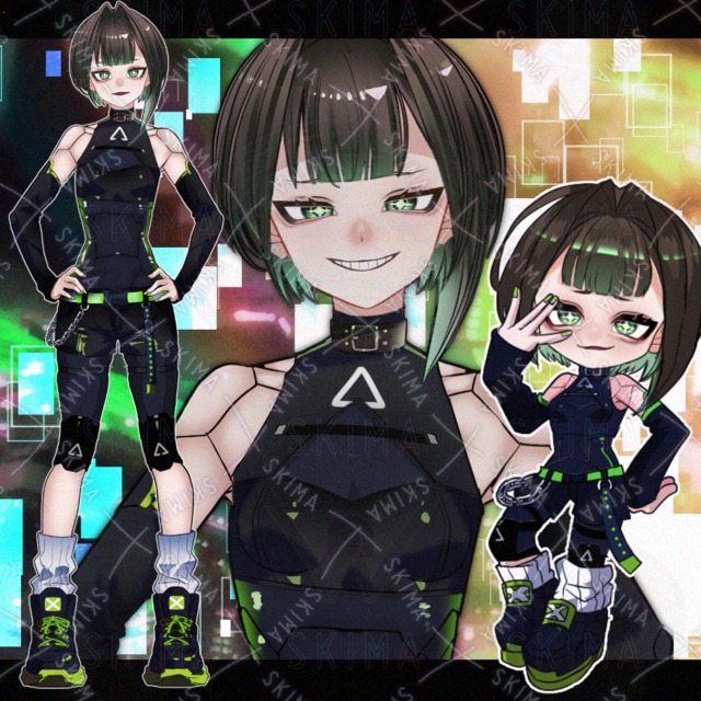 【ミニキャラ付き】サイバーなコ【表情8種】