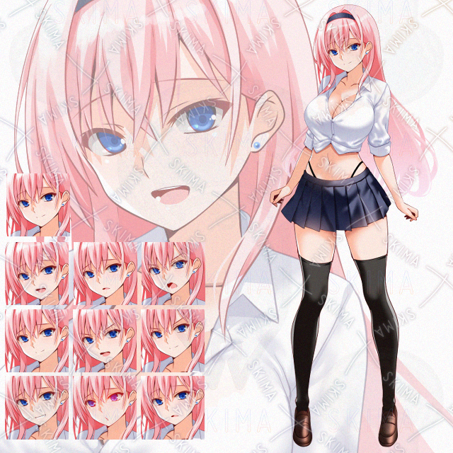 【表情10種】ミニスカカチューシャ少女