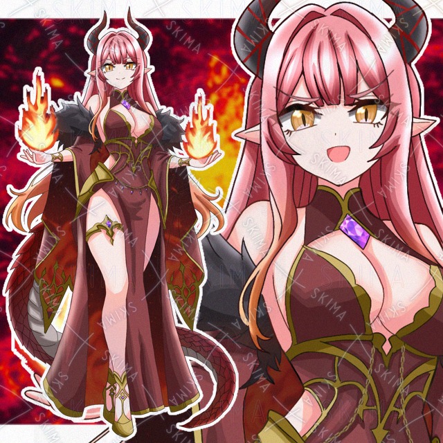 【表情差分9種】ドラゴン族の女性