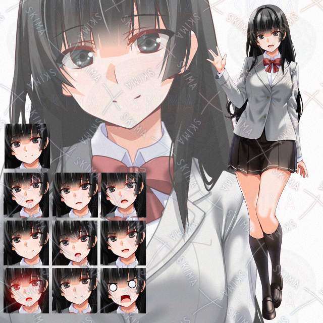 【表情10種】白ブレザー少女