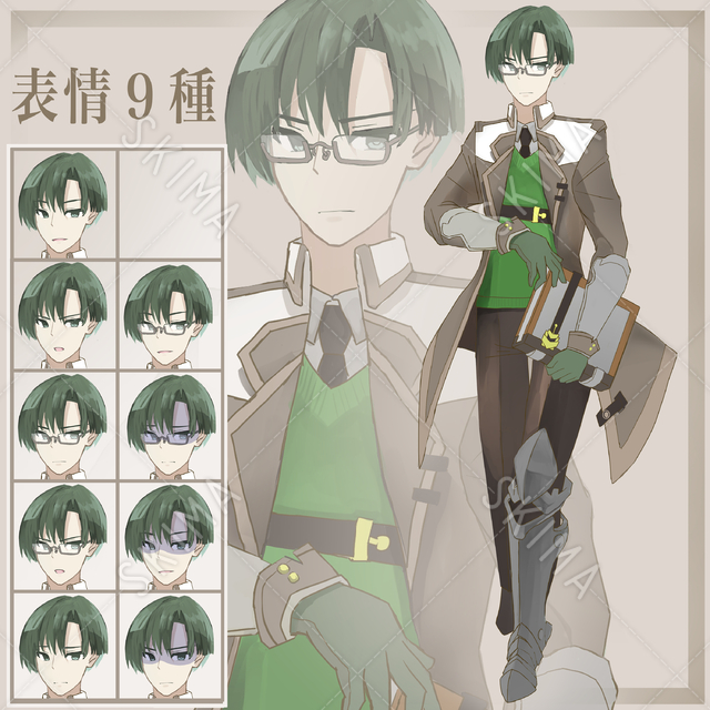 学者の青年　　【表情９種】