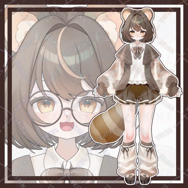 静かなたぬき／表情差分7種／メガネ