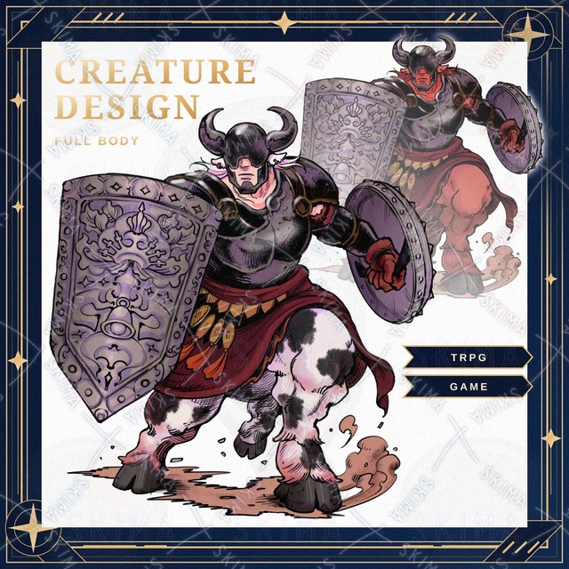 Image of Armed Minotaur Non-Human Character Art