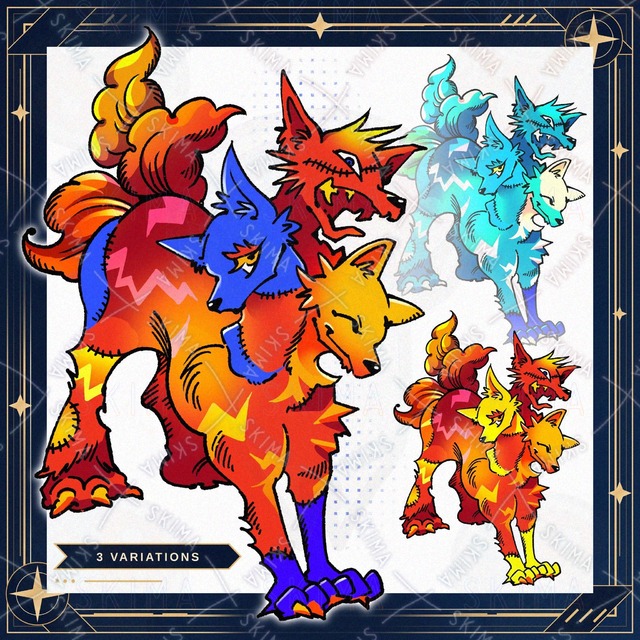 Image of Three-Colored Cerberus Monster Sprite