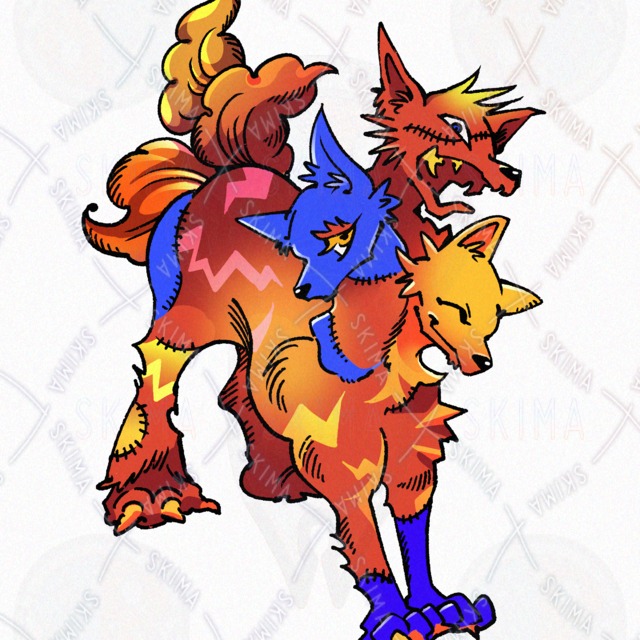 Image 2 of Three-Colored Cerberus Monster Sprite