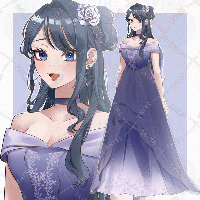 ※特価 ドレスの女性【立ち絵 表情5種類】