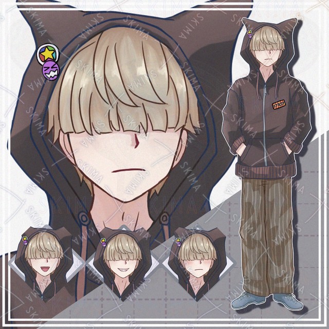 【表情10種】メカクレ男子【立ち絵】