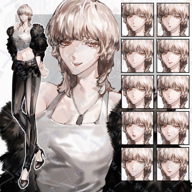 Image of Woman in a Fur Coat with 10 Expressions