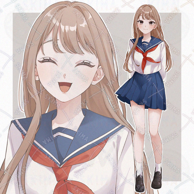 ※特価 茶髪のセーラー服少女【立ち絵 表情5種類】