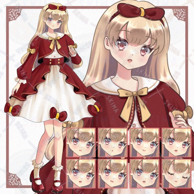 ガーリーな女の子　表情8種