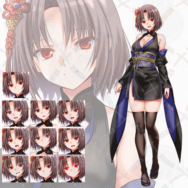 【表情10種】ファンタジーミニ和風少女