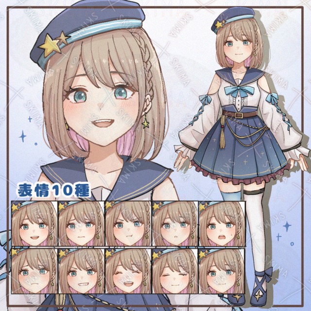 水兵さんモチーフの女の子【表情10種】