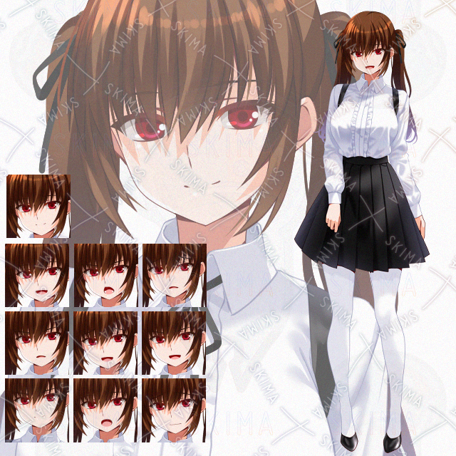 【表情10種】ツインテ白タイツ少女