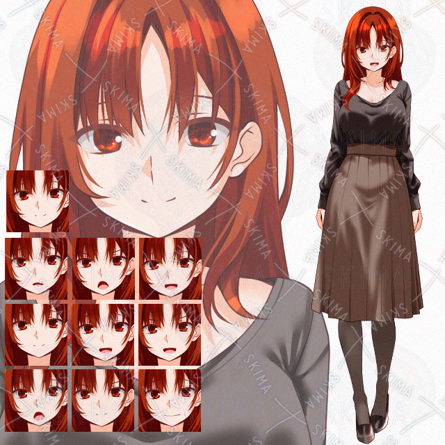 【表情10種】ロングスカートおねーさん