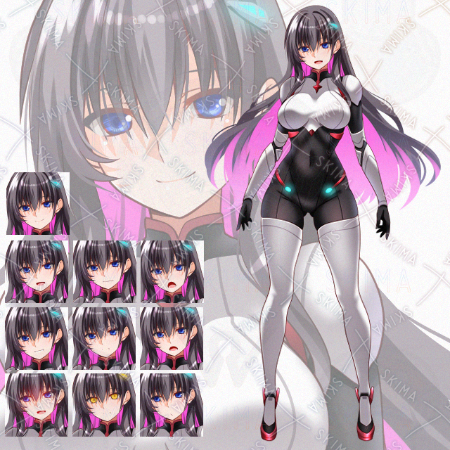 【表情10種】サイバー系少女