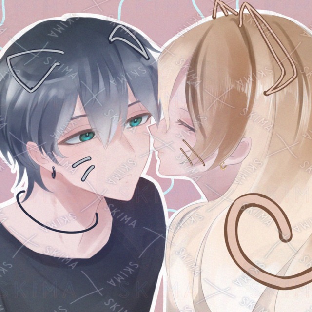 【1枚絵】猫耳カップル　ペア画などに！