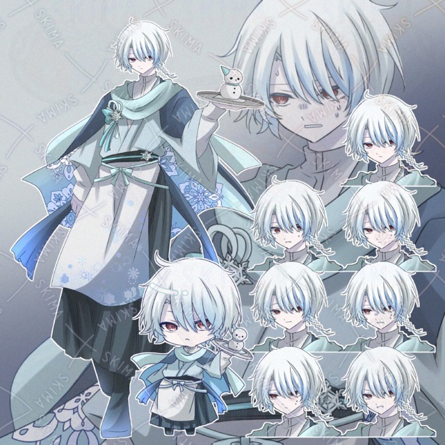 和装男の子全身立ち絵表情差分7種＋SD