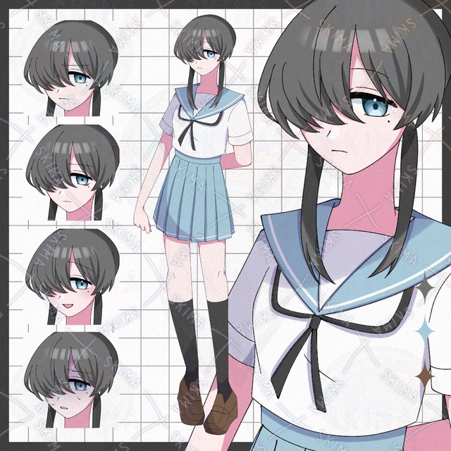 セーラー服を着た片目隠れの女の子