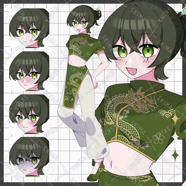 目元に傷のある中華服を着た女の子