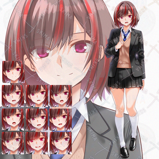 【表情10種】制服少女