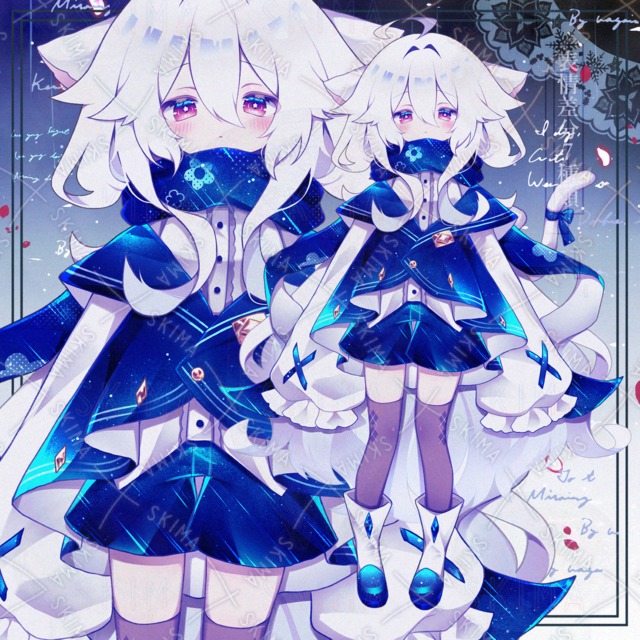 青マフラーの白髪ちゃん