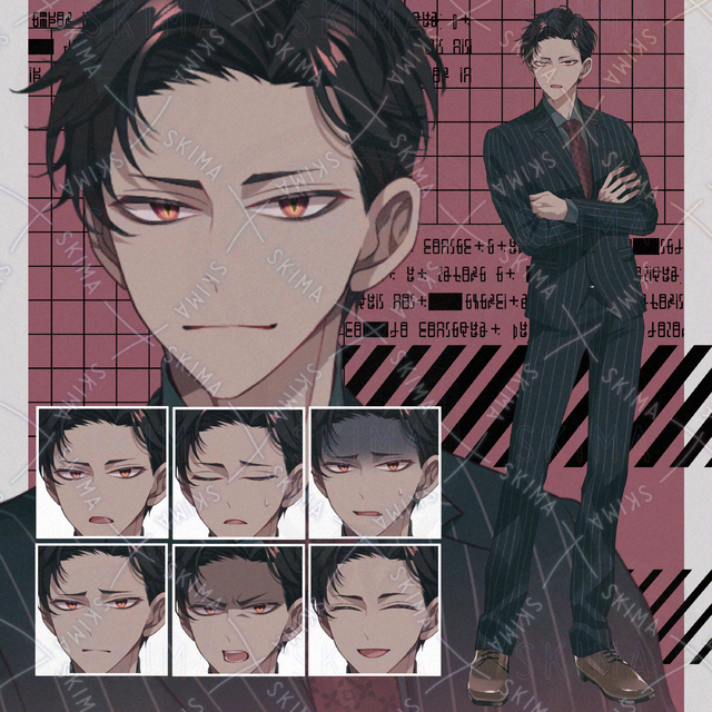 【表情７種】スーツの男性