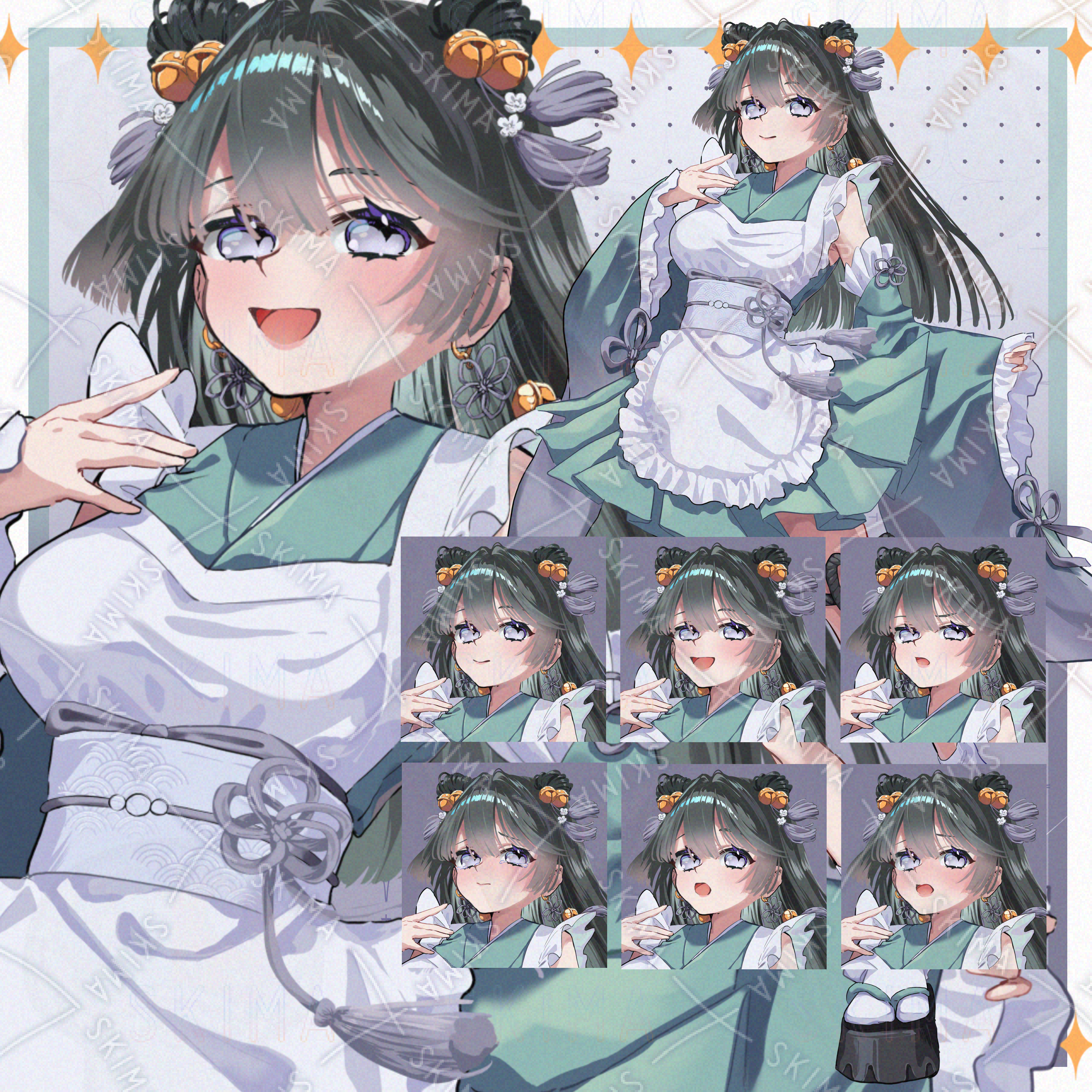 和風イラスト オーダーメイド 🔔🎐和風メイド【表情6種】 | SKIMA（スキマ）