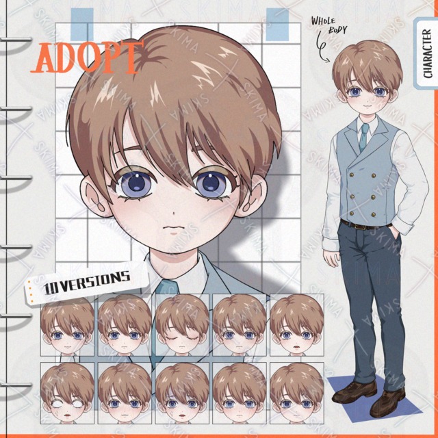 【表情10種】ベストを着た少年