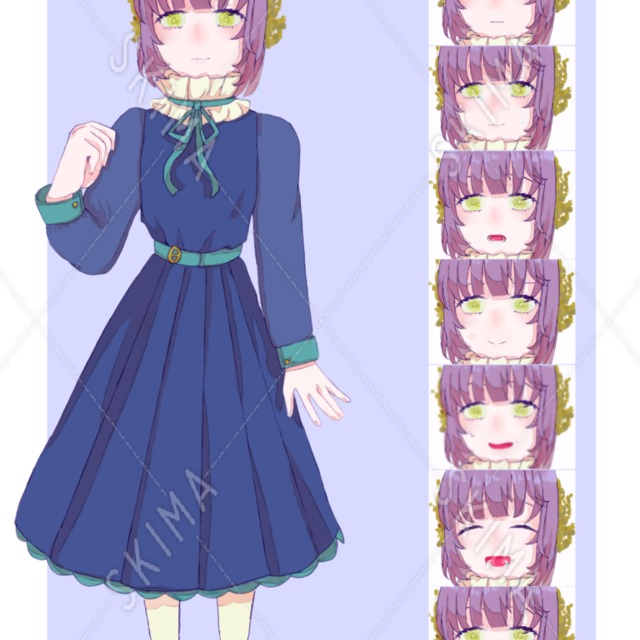 女装男子全身立ち絵【表情差分普通＋7種】