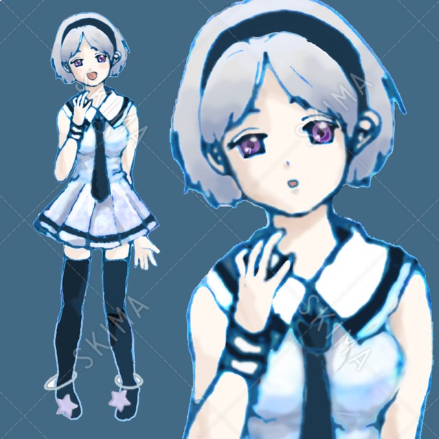 セーラー服の銀髪の女の子　表情3種