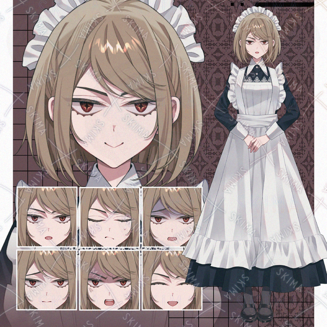 【表情７種】メイドの女の子