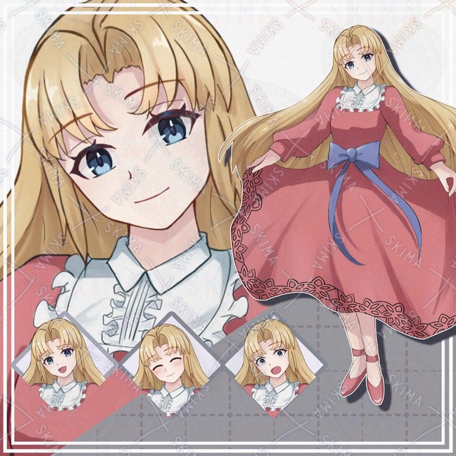 【表情10種】金髪ロングのドレス女の子【立ち絵】
