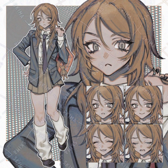 adopt表情5種【茶髪・学生・女性】