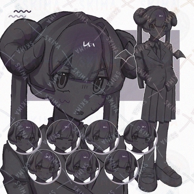 【表情7種】ブレザーを着た悪魔